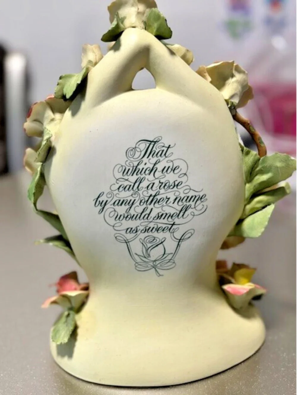 Capodimonte Roses of romance clock fine porcelain made In Italy